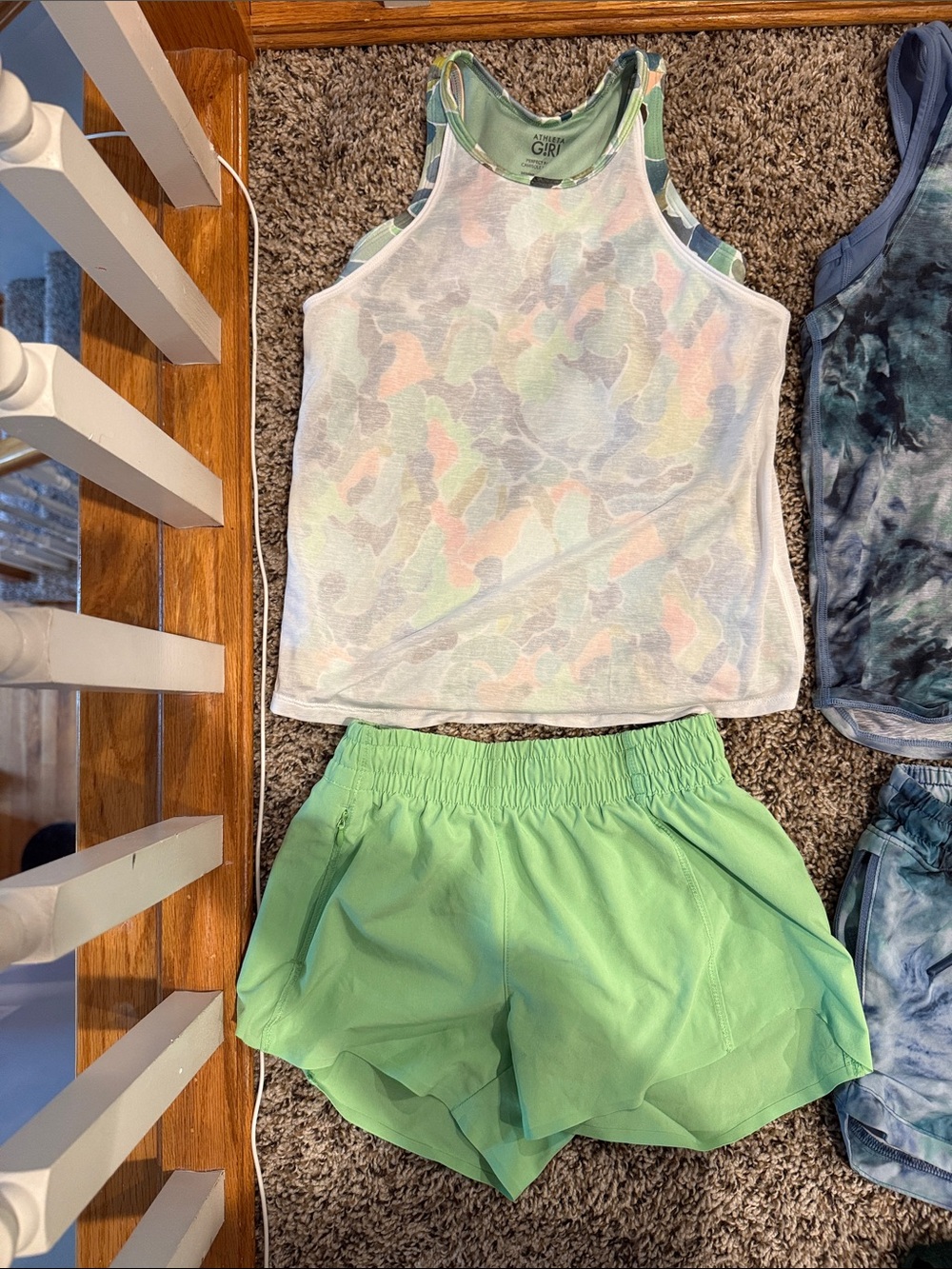 Athleta GIRL Tie-Back Tank with Mint Green Active Shorts